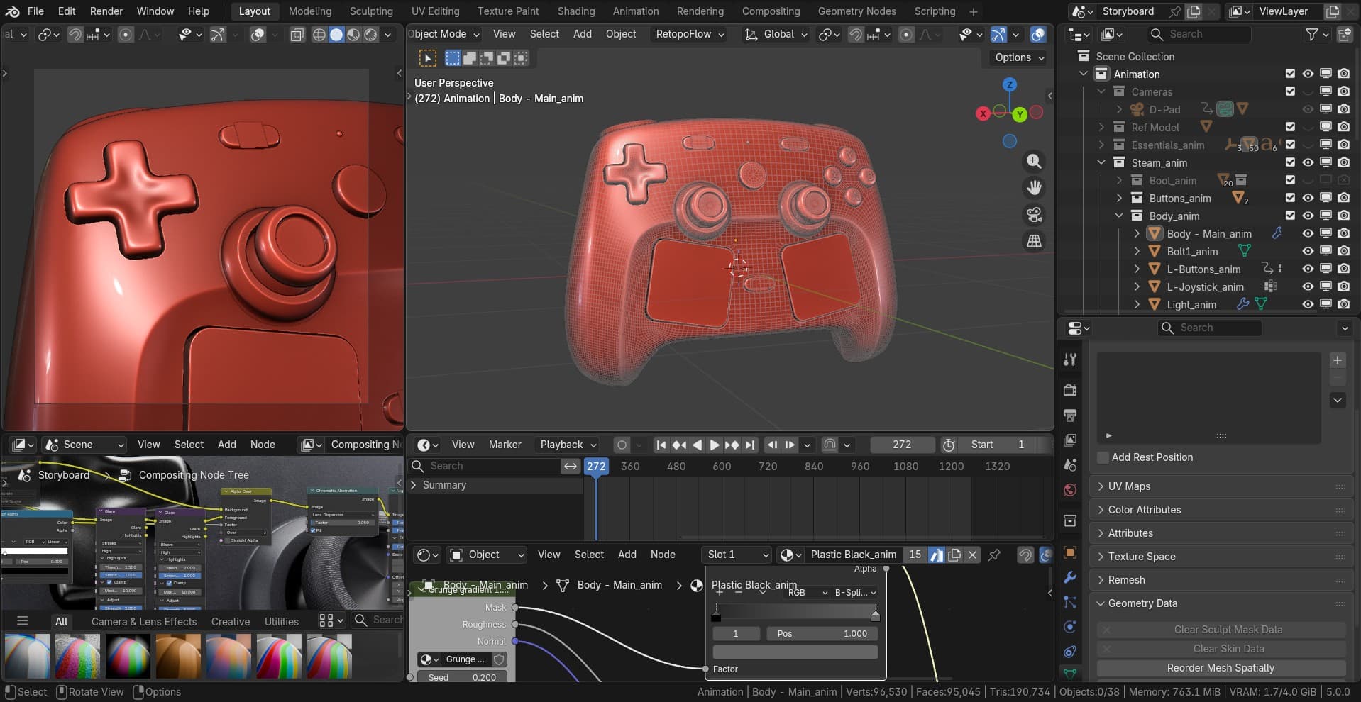 Wireframe breakdown of the Steam Controller model
