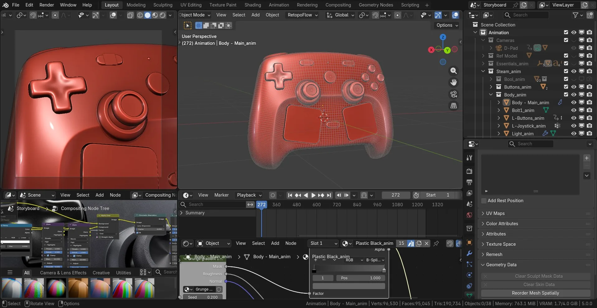 Wireframe breakdown of the Steam Controller model
